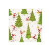 Caspari Christmas Napkins|Boxed Cocktail Napkins|Twirling Santas Boxed Cocktail Napkins - 40 Per Box