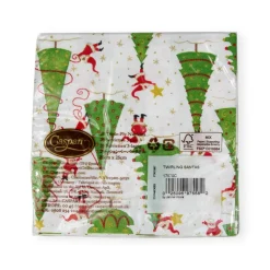 Caspari Christmas Napkins|Paper Cocktail Napkins|Twirling Santas Cocktail Napkins - 20 Per Package