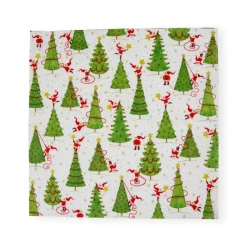 Caspari Christmas Napkins|Paper Cocktail Napkins|Twirling Santas Cocktail Napkins - 20 Per Package