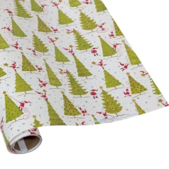 Caspari Christmas Wrapping Paper|Wrapping Paper|Twirling Santas Gift Wrap - One 30" x 8' Roll