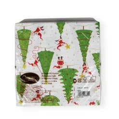 Caspari Christmas Napkins|Paper Luncheon Napkins|Twirling Santas Luncheon Napkins - 20 Per Package