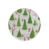 Caspari Christmas Plates|Paper Salad And Dessert Plates|Twirling Santas Salad & Dessert Plates - 8 Per Package