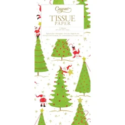 Caspari Christmas TIssue Paper|Tissue Paper|Twirling Santas Tissue Pack - 4 Sheets