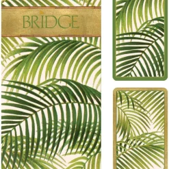 Caspari Bridge|Under the Palms Bridge Gift Set - 2 Playing Card Decks & 2 Score Pads