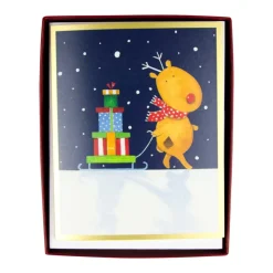 Caspari Christmas And Holiday Cards|Boxed Holiday Cards|Ursli Petite Boxed Christmas Cards - includes 15 cards & envelopes