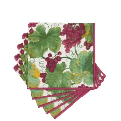 Caspari Paper Cocktail Napkins|Vineyard Bordeaux Cocktail Napkins - includes 20 Cocktail Napkins