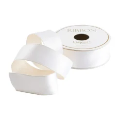 Caspari Christmas Ribbons & Bows|Ribbons & Bows|White & Ivory Reversible Satin Wired Ribbon - 10 Yard Spool
