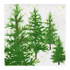 Caspari Christmas Napkins|Paper Cocktail Napkins|White Christmas Cocktail Napkins - 20 Per Package