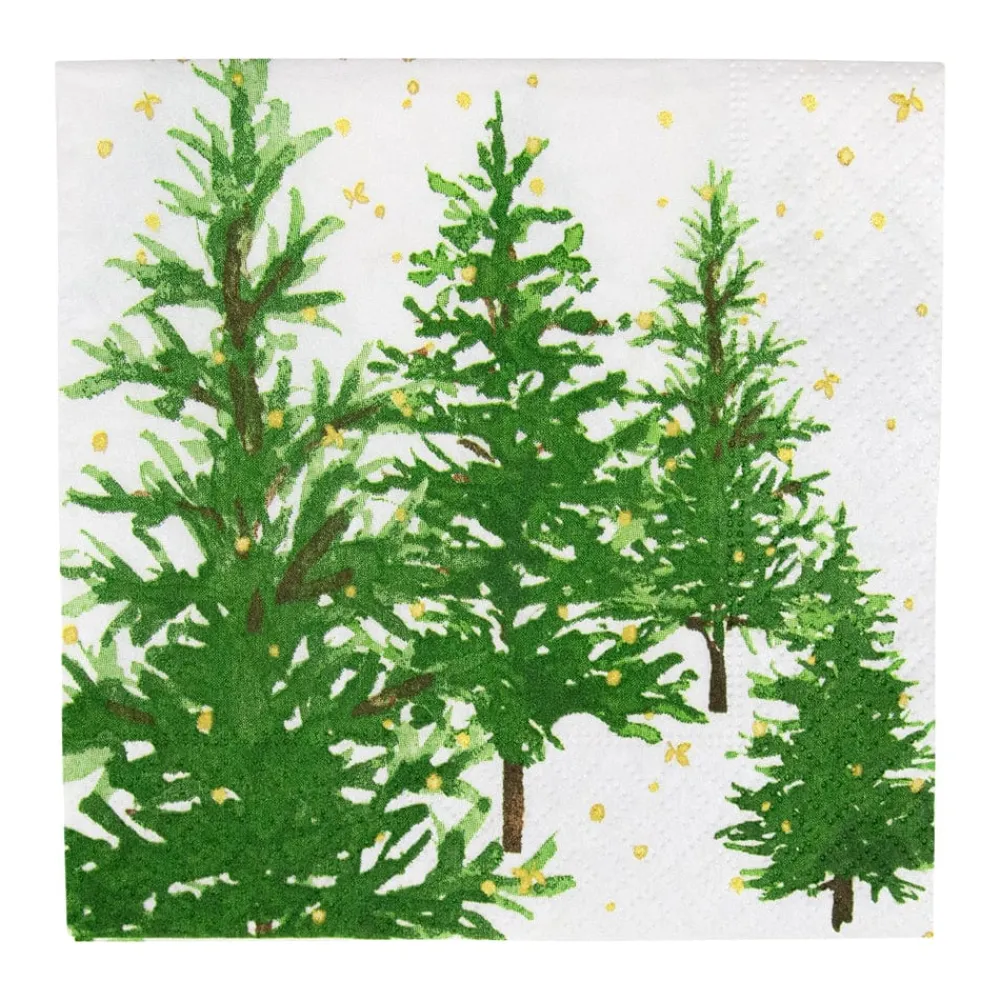 Caspari Christmas Napkins|Paper Cocktail Napkins|White Christmas Cocktail Napkins - 20 Per Package