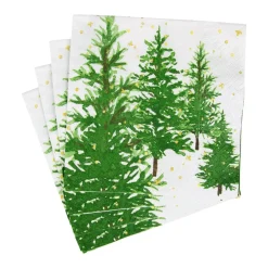 Caspari Christmas Napkins|Paper Cocktail Napkins|White Christmas Cocktail Napkins - 20 Per Package