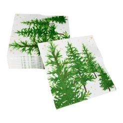Caspari Christmas Napkins|Paper Cocktail Napkins|White Christmas Cocktail Napkins - 20 Per Package