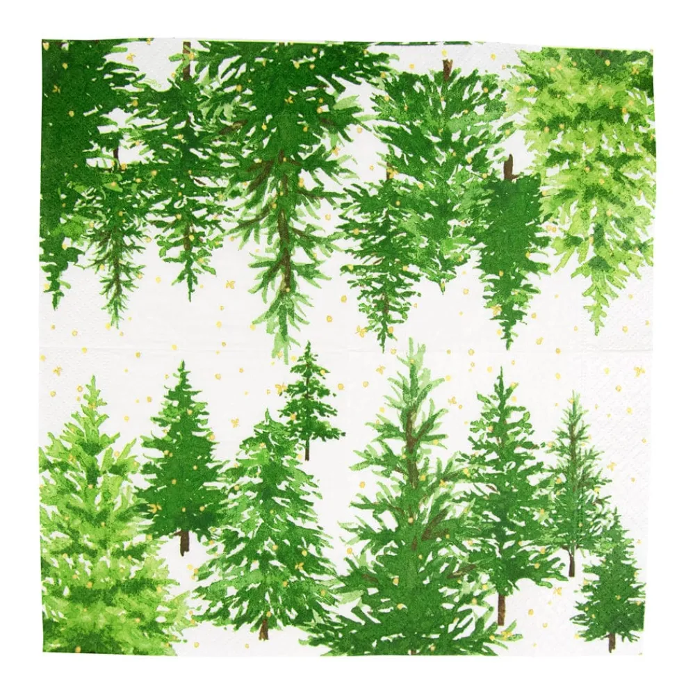 Caspari Christmas Napkins|Paper Cocktail Napkins|White Christmas Cocktail Napkins - 20 Per Package
