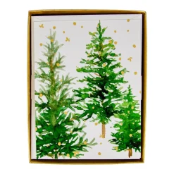 Caspari Christmas And Holiday Cards|Boxed Holiday Cards|White Christmas Foil Classic Boxed Christmas Cards - includes 10 cards & envelopes
