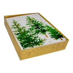 Caspari Christmas And Holiday Cards|Boxed Holiday Cards|White Christmas Foil Classic Boxed Christmas Cards - includes 10 cards & envelopes