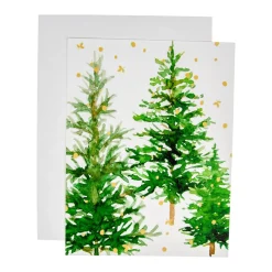 Caspari Christmas And Holiday Cards|Boxed Holiday Cards|White Christmas Foil Classic Boxed Christmas Cards - includes 10 cards & envelopes