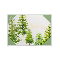 Caspari Thank You Notes|White Christmas Foil Thank You Notes