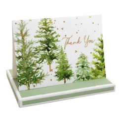 Caspari Thank You Notes|White Christmas Foil Thank You Notes