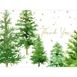 Caspari Thank You Notes|White Christmas Foil Thank You Notes