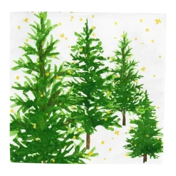 Caspari Christmas Napkins|Paper Luncheon Napkins|White Christmas Luncheon Napkins - 20 Per Package