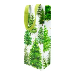 Caspari Christmas Gift & Bottle Bags|Gift & Bottle Bags|White Christmas Wine & Bottle Gift Bags - 1 Each