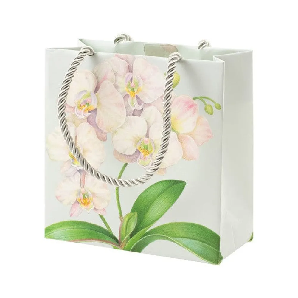 Caspari Gift & Bottle Bags|White Orchid Small Square Gift Bag - 1 Each