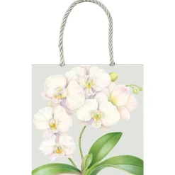 Caspari Gift & Bottle Bags|White Orchid Small Square Gift Bag - 1 Each