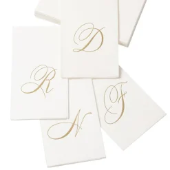 Caspari Engagement Party|Paper Guest Towels|White Pearl & Gold Paper Linen Single Initial Boxed Guest Towel Napkins - 24 Per Package