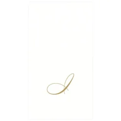 Caspari Engagement Party|Paper Guest Towels|White Pearl & Gold Paper Linen Single Initial Boxed Guest Towel Napkins - 24 Per Package
