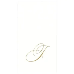 Caspari Engagement Party|Paper Guest Towels|White Pearl & Gold Paper Linen Single Initial Boxed Guest Towel Napkins - 24 Per Package