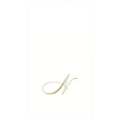 Caspari Engagement Party|Paper Guest Towels|White Pearl & Gold Paper Linen Single Initial Boxed Guest Towel Napkins - 24 Per Package