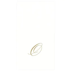Caspari Engagement Party|Paper Guest Towels|White Pearl & Gold Paper Linen Single Initial Boxed Guest Towel Napkins - 24 Per Package