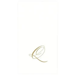 Caspari Engagement Party|Paper Guest Towels|White Pearl & Gold Paper Linen Single Initial Boxed Guest Towel Napkins - 24 Per Package
