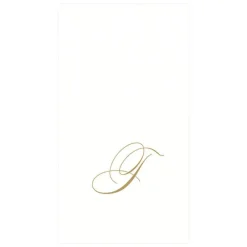 Caspari Engagement Party|Paper Guest Towels|White Pearl & Gold Paper Linen Single Initial Boxed Guest Towel Napkins - 24 Per Package