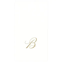 Caspari Engagement Party|Paper Guest Towels|White Pearl & Gold Paper Linen Single Initial Boxed Guest Towel Napkins - 24 Per Package