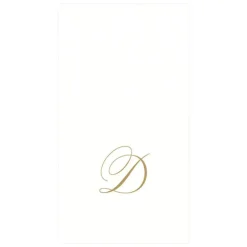 Caspari Engagement Party|Paper Guest Towels|White Pearl & Gold Paper Linen Single Initial Boxed Guest Towel Napkins - 24 Per Package