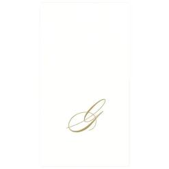 Caspari Engagement Party|Paper Guest Towels|White Pearl & Gold Paper Linen Single Initial Boxed Guest Towel Napkins - 24 Per Package
