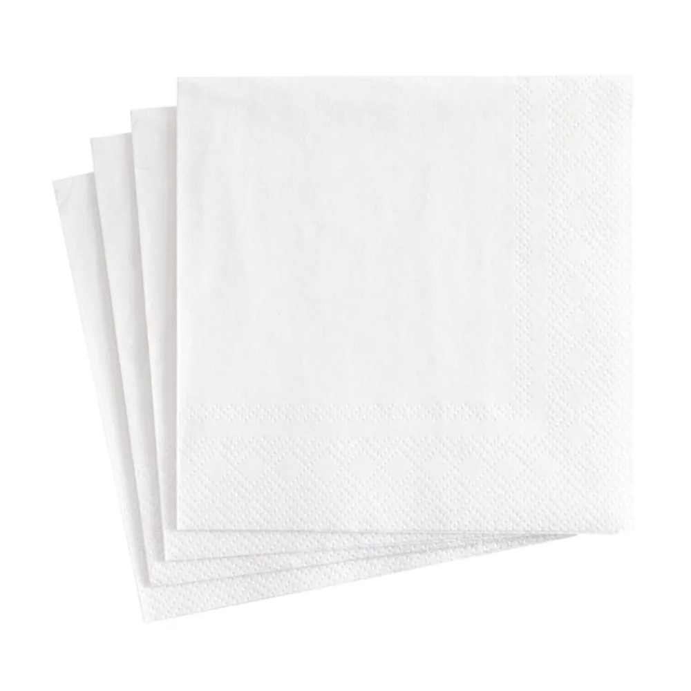Caspari Christmas Napkins|Engagement Party|White Pearl Paper Linen Cocktail Napkins - 15 Per Package