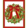 Personalization by Caspari Personalized Holiday Cards|Personalized Christmas Cards|White Pine & Red Bow Wreath Personalized Christmas Cards