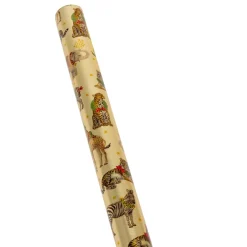 Caspari Christmas Wrapping Paper|Wrapping Paper|Wild Christmas Gold Embossed Foil Gift Wrap - One 30" x 6' Roll