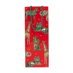 Caspari Christmas Gift & Bottle Bags|Gift & Bottle Bags|Wild Christmas Red Wine & Bottle Gift Bag - 1 Each