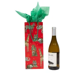 Caspari Christmas Gift & Bottle Bags|Gift & Bottle Bags|Wild Christmas Red Wine & Bottle Gift Bag - 1 Each