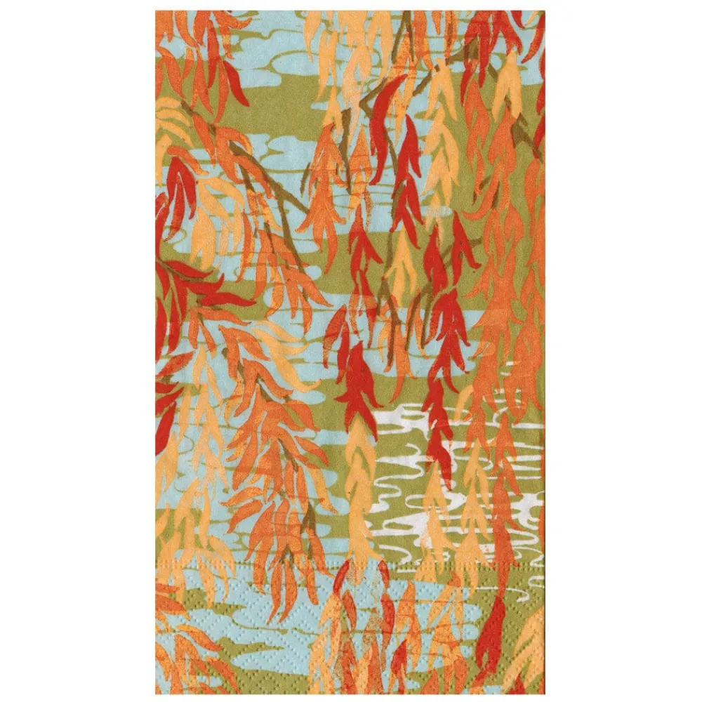 Caspari Paper Guest Towels|Willows Coral Guest Towels - includes 15 Guest Towels