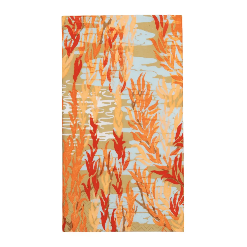Caspari Paper Guest Towels|Willows Coral Guest Towels - includes 15 Guest Towels