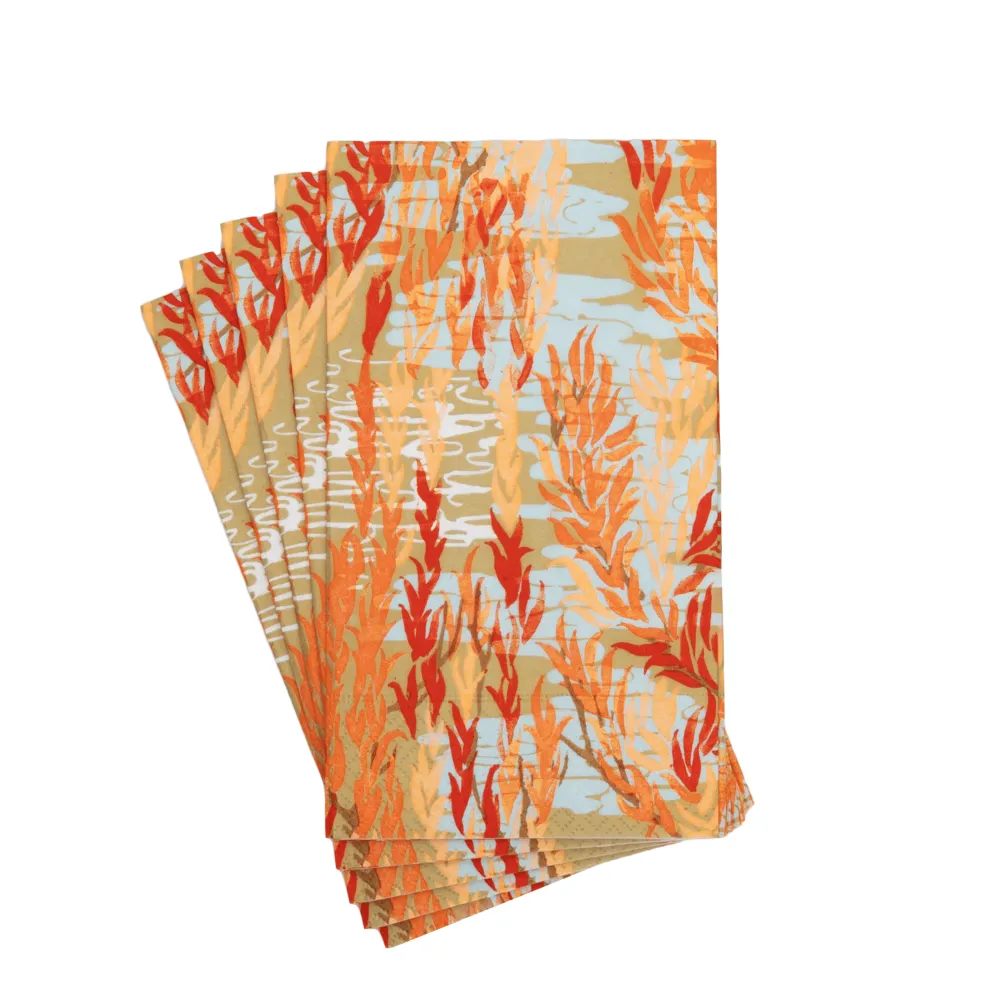 Caspari Paper Guest Towels|Willows Coral Guest Towels - includes 15 Guest Towels