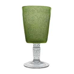 Memento Glass Drinkware|Glass Drinkware|Wine Goblet in Olive Green - Set of 4