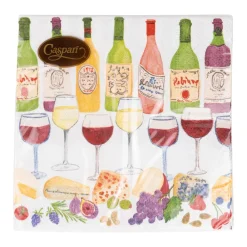 Caspari Paper Cocktail Napkins|Wine Pairings Cocktail Napkins - 20 Per Package