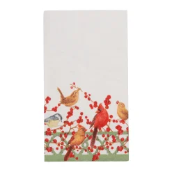 Caspari Paper Guest Towels|Winter Birds and Berries Recycled Guest Towels - includes 15 Guest Towels