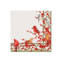 Caspari Paper Cocktail Napkins|Winter Birds and Berries Recycled Cocktail Napkins - includes 20 Cocktail Napkins
