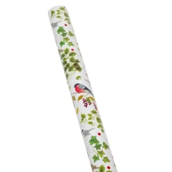 Caspari Christmas Wrapping Paper|Wrapping Paper|Winter Birds White Gift Wrap - One 30" x 8' Roll
