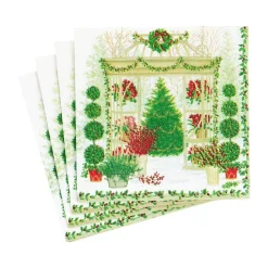 Caspari Christmas Napkins|Paper Cocktail Napkins|Winter Conservatory Paper Cocktail Napkins - 20 Per Package
